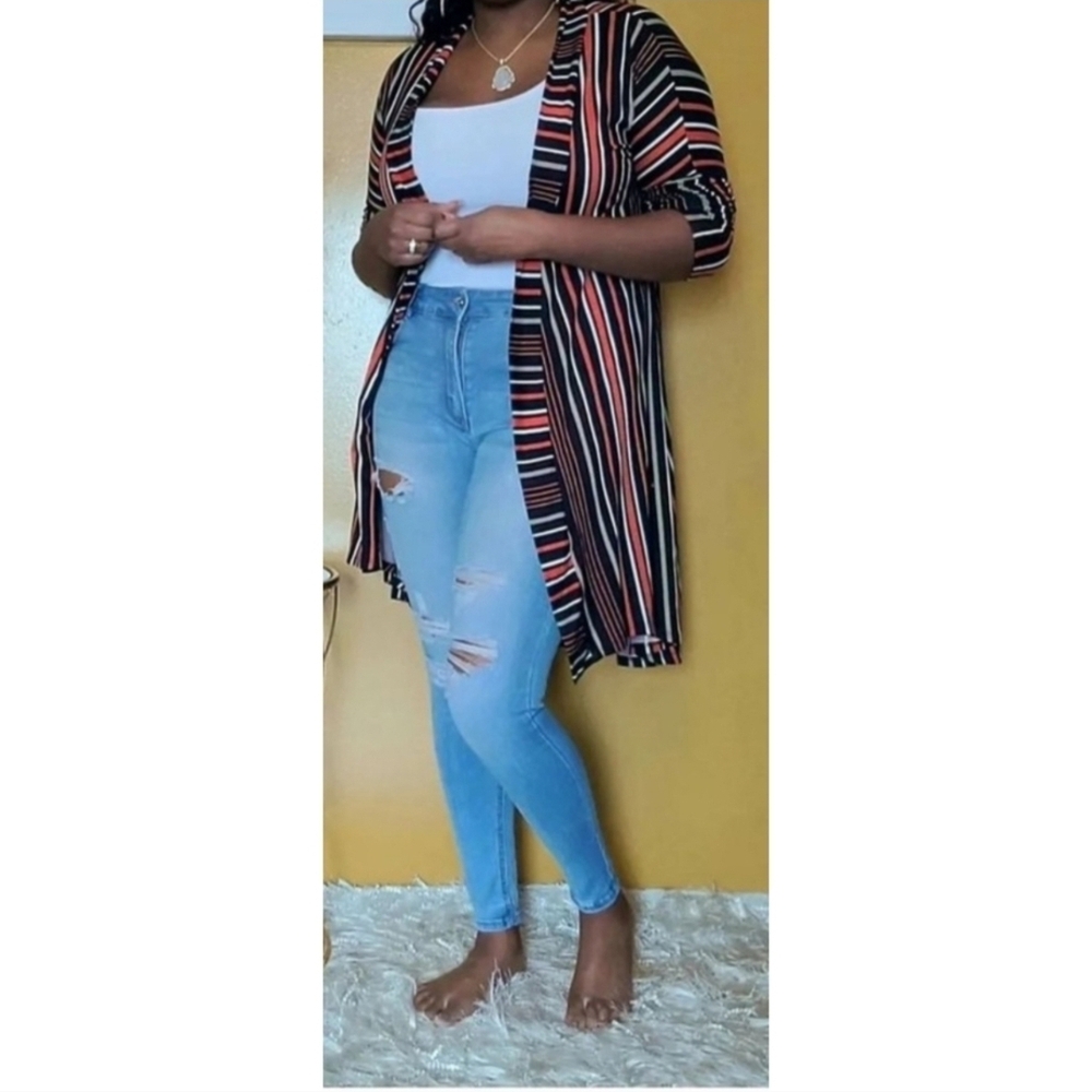 Striped Multicolor Long Cardigan